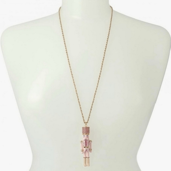 🔹️Betsey Johnson 🔹️pink Nutcracker Holiday Christmas Necklace - Picture 2 of 4